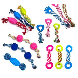 Indestructible Cotton Rope & TPR Dog Chew Toy Set