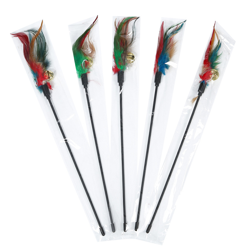 Colorful Short Rod Feather Bell Interactive Cat Wand Elastic Bold Plastic Rod Cat Self-Hi Toy Sound Shaking Cat Stick - Image 7