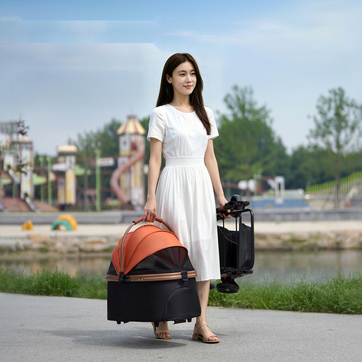 Detachable Pet Stroller Dog Cat out Small and Medium Dogs One-Click Folding Elderly Dog Scooter Trolley - Image 3