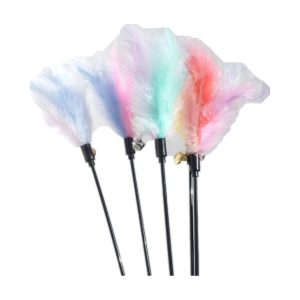 Interactive Cat Wand Pastel Color Cat Bell Feather Interactive Cat Wand Supplies Pet Toys
