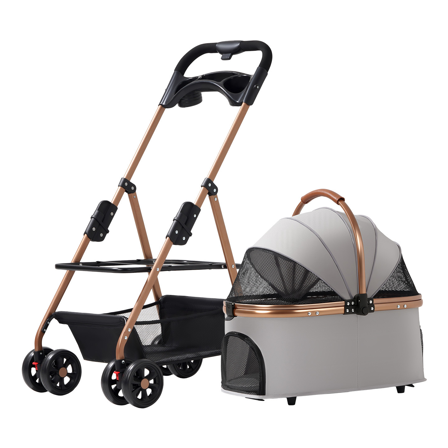 Pet Stroller Dog Cat Lightweight Foldable Detachable Outing Pet Trolley Dog Walking Detachable Basket - Image 6