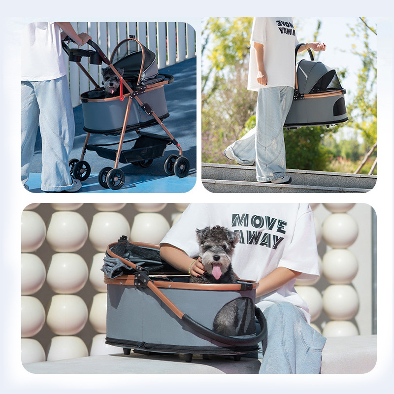 One-Click Car Collection Separate Pet Stroller Foldable Lightweight Cat and Dog out Trolley Factory Spot - Image 5