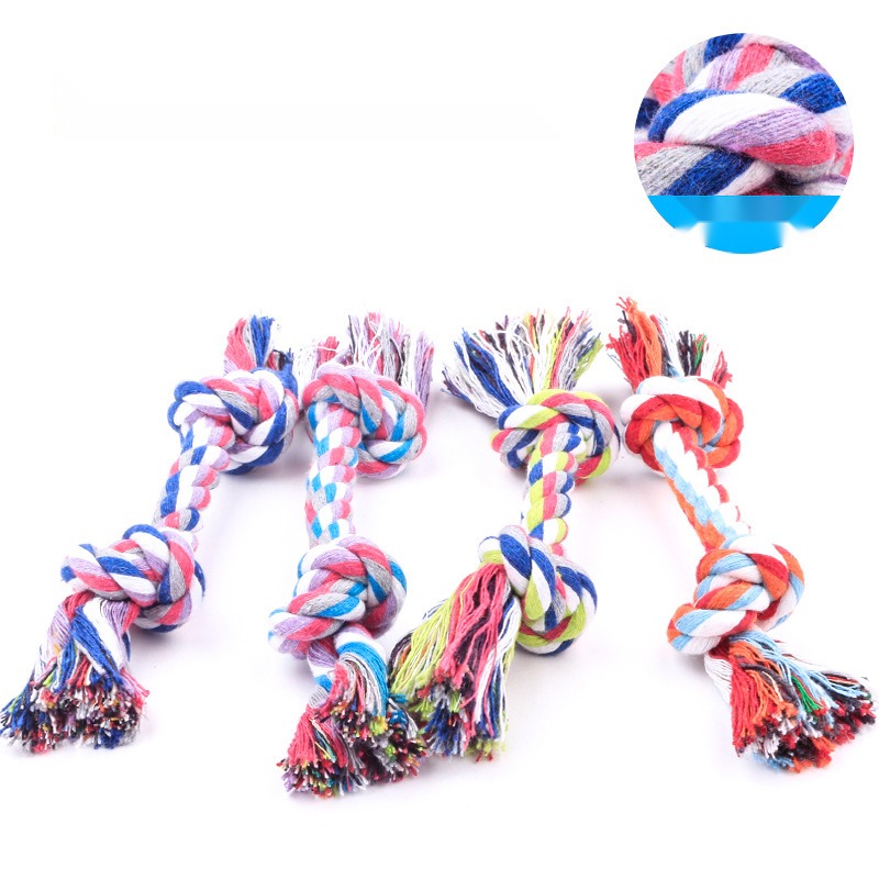 Dog Toy Double Knot Cotton Rope Small 17cm Teether Stick Large and Small Dog Bite-Resistant Rope Funny Cat Toy - Image 2