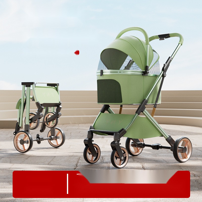 Detachable Pet Stroller One-Click Car Collection Ultra-Light Portable out Cat and Dog Stroller Aluminum Alloy Frame Four - Image 2