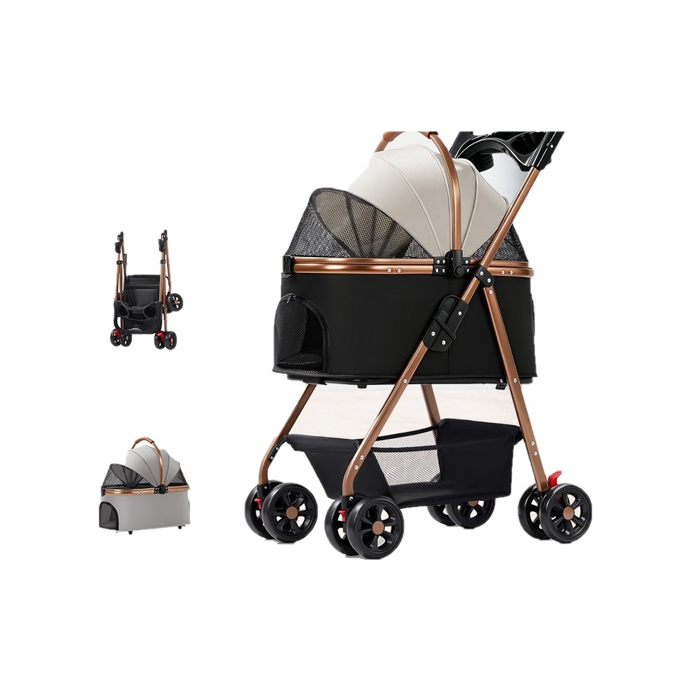 Pet Stroller Dog Cat Lightweight Foldable Detachable Outing Pet Trolley Dog Walking Detachable Basket