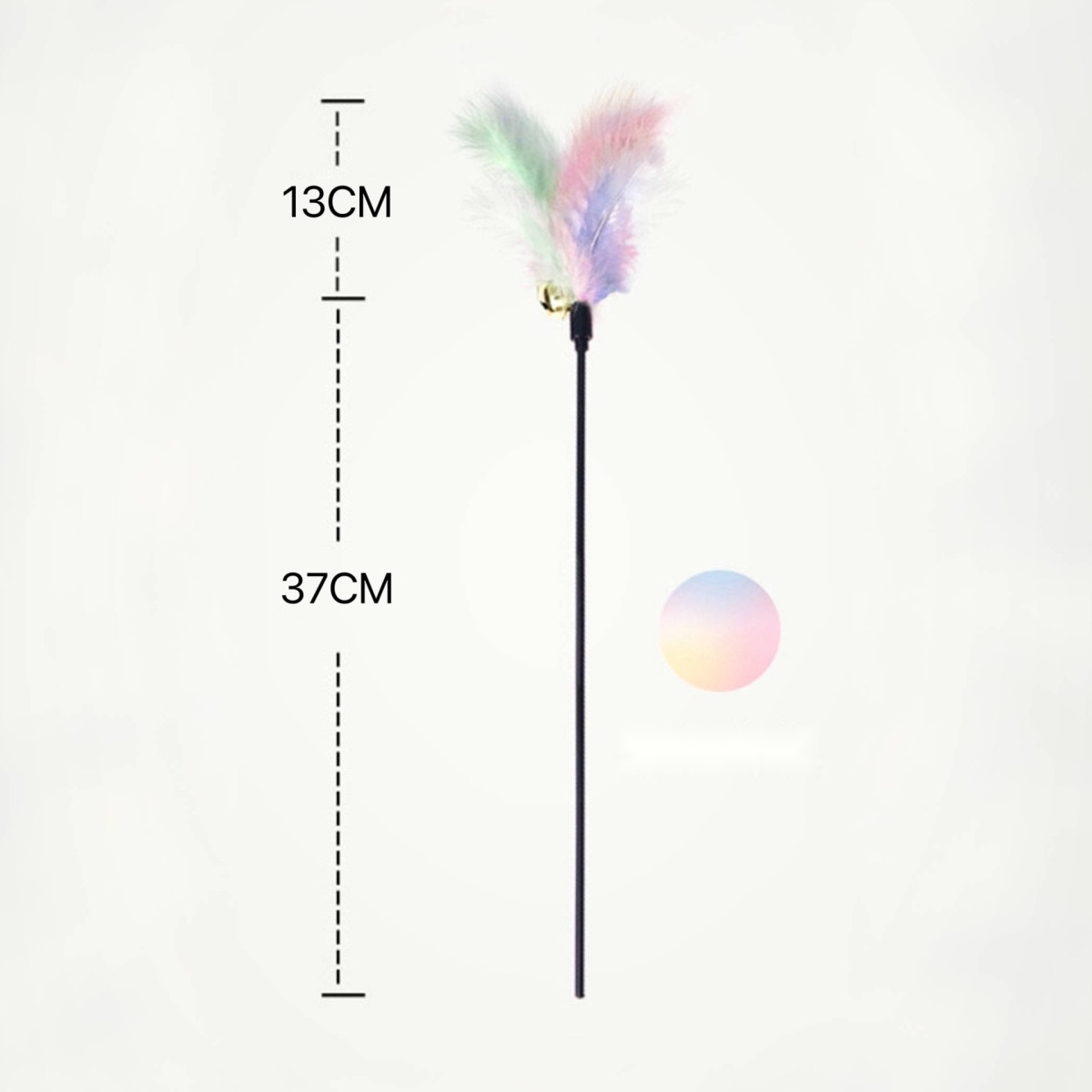 Interactive Cat Wand Pastel Color Cat Bell Feather Interactive Cat Wand Supplies Pet Toys - Image 9