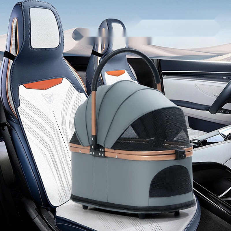 One-Click Car Collection Separate Pet Stroller Foldable Lightweight Cat and Dog out Trolley Factory Spot - Image 4