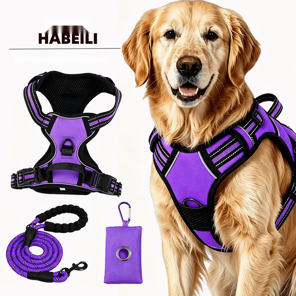 Pet Chest and Back Three-Piece Set Explosion-Proof Dog Walking Rope Large, Medium and Small Dog Chest Strap Traction Thr - Image 3