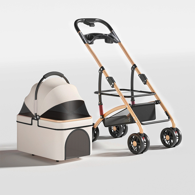 Pet Stroller Pet Outing Trolley Detachable Dog Cat Stroller Separate Lightweight Foldable Supplies - Image 7