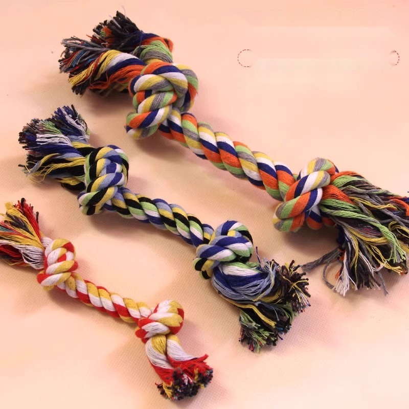 Pet Cotton Rope Toy Molar Bite-Resistant Double-Headed Rope Knot Ball Cat Double Knot Bite Rope Dog Teddy Training - Image 9