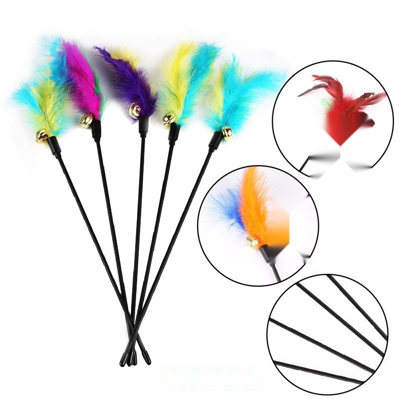Cat Toy Interactive Cat Wand Feather Cat Ringing Paper Bell Bucket Cat Interactive Set Kitten Cat Supplies Pet Cat - Image 6