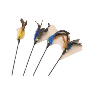 Cat Toy Interactive Cat Wand Colorful Feather Black Rod Bell Interactive Cat Wand Self-Hi Bite-Resistant Kitten Pet Cat