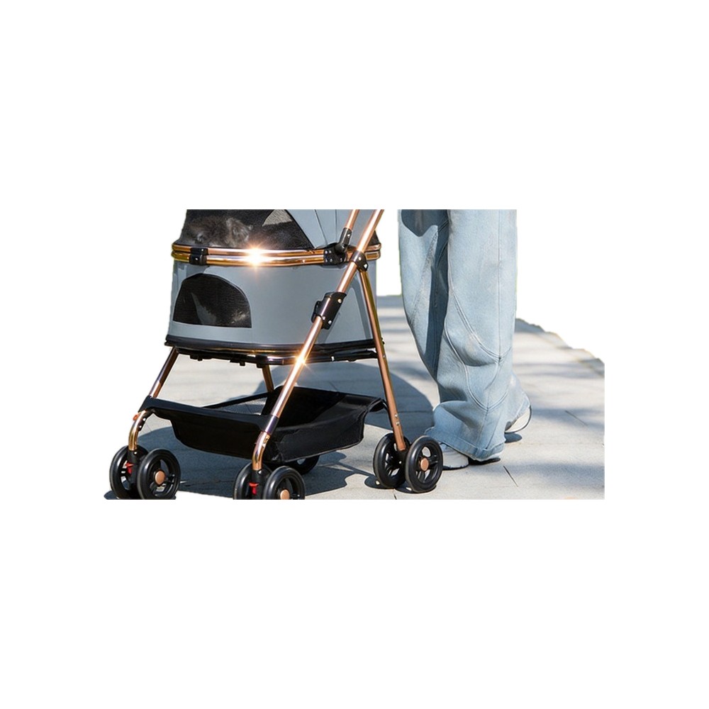 One-Click Car Collection Separate Pet Stroller Foldable Lightweight Cat and Dog out Trolley Factory Spot