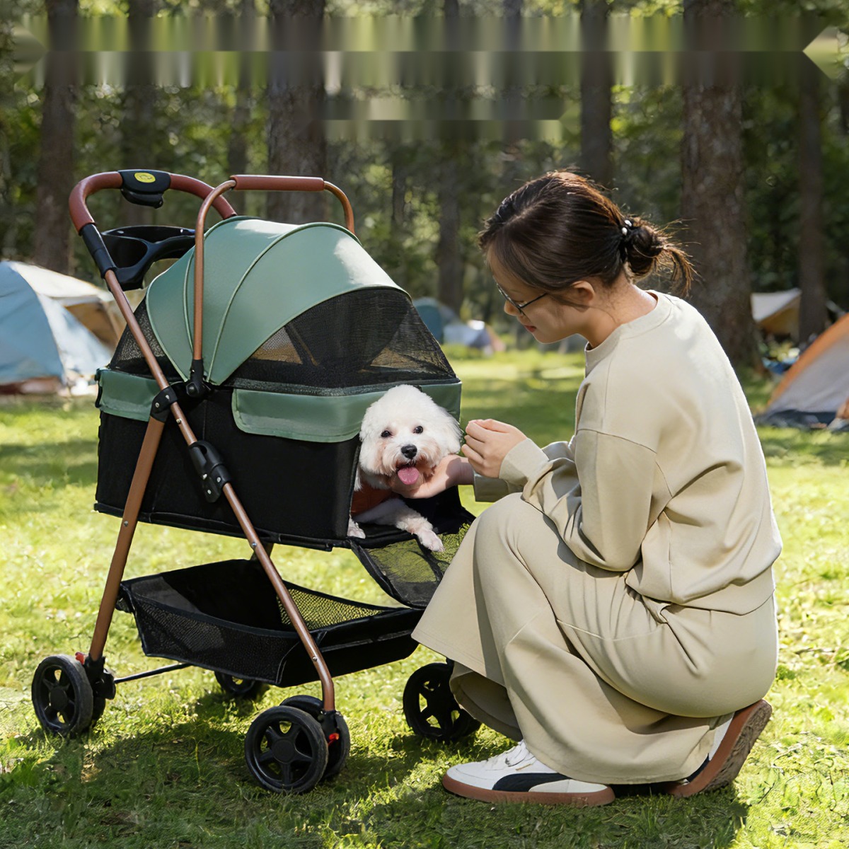 Pet Stroller Dog Cat Lightweight Foldable Detachable out Pet Stroller Dog Walking Cat Bag Basket - Image 5