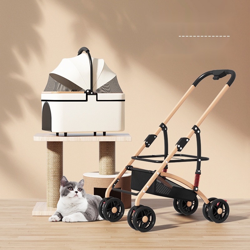 Pet Stroller Pet Outing Trolley Detachable Dog Cat Stroller Separate Lightweight Foldable Supplies - Image 4