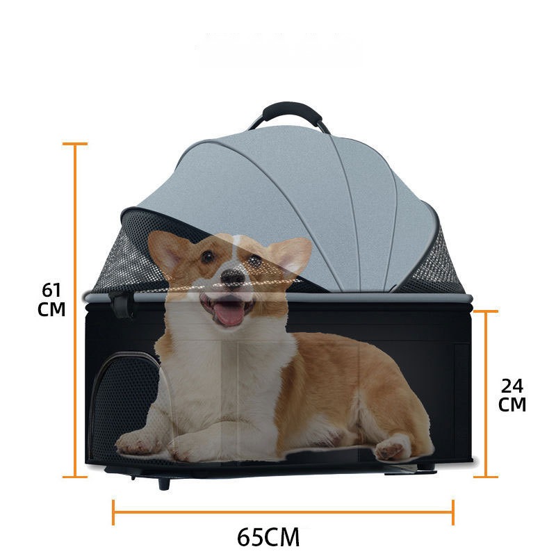 Pet Stroller Ultra-Light Portable Car Basket Separation One-Click Car Taking out Car Walking Dog Cat Dog Old Disabled Do - Image 5