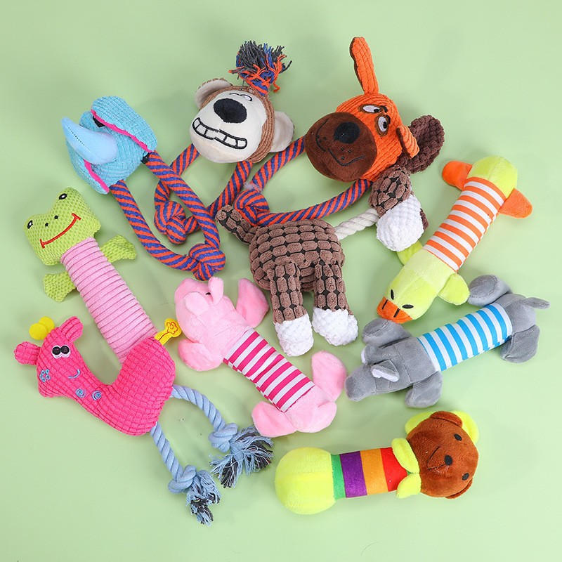 Dog Plush Sound Toy Bite-Resistant Molar Self-Hi Relieving Stuffy Cat Ball Rope Toy - Image 5