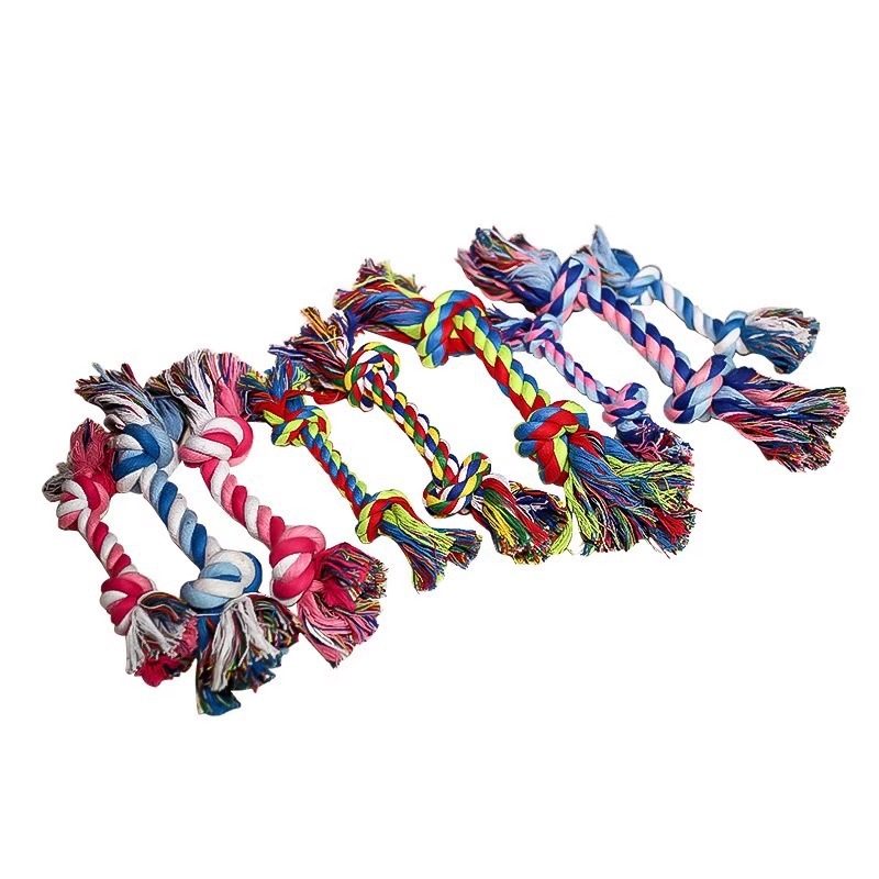 Pet Cotton Rope Toy Molar Bite-Resistant Double-Headed Rope Knot Ball Cat Double Knot Bite Rope Dog Teddy Training