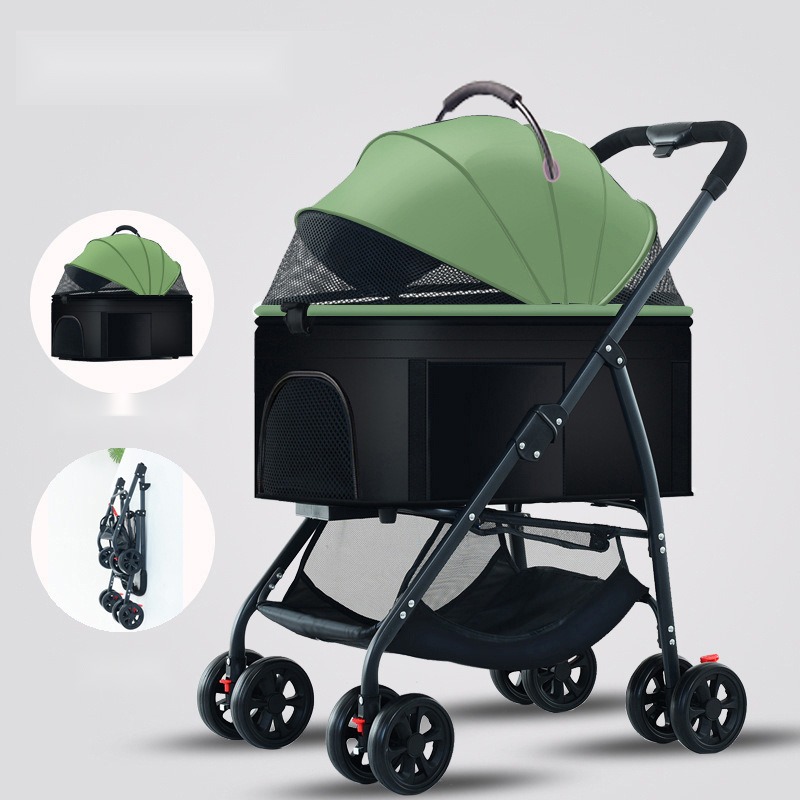 Pet Stroller Dog Cat Teddy Trolley out Small Pet Dog Car Lightweight Detachable Cage Folding - Image 7