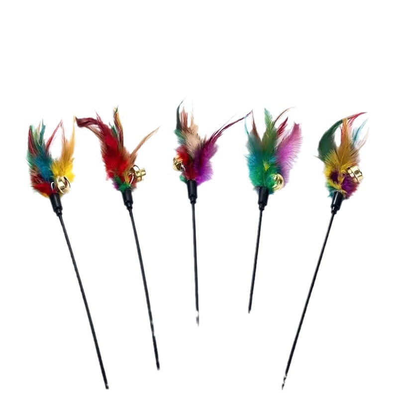 Cat Interactive Cat Wand Colorful Feather Bell Black Rod Interactive Cat Wand Cat Interactive Relieving Stuffy Funny Cat - Image 7