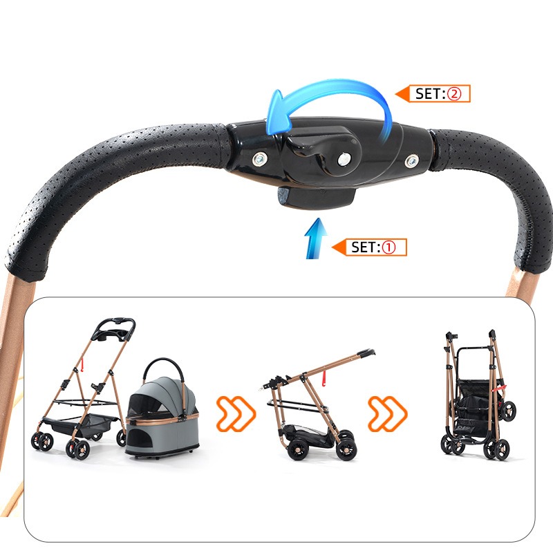 Pet Stroller Dog Cat Walking Trolley Bag Separation out Small Dog Trolley Lightweight Foldable - Image 4