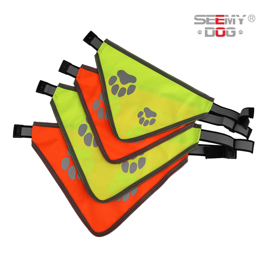 Colorful Reflective Pet Scarf Saliva Towel Hound Anti-False Killing Eye-Catching Fluorescent Color Pet Scarf