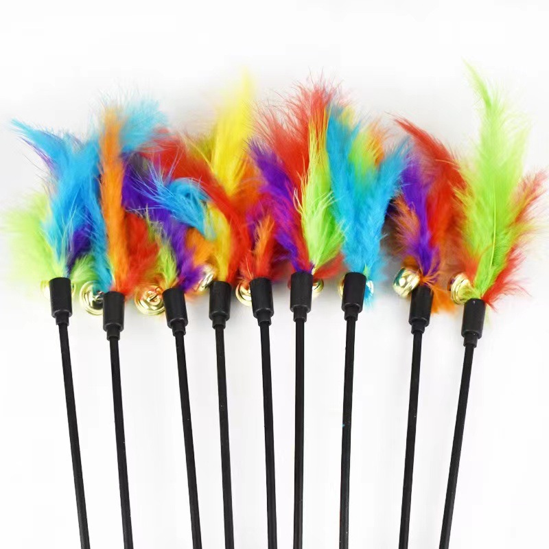 Interactive Cat Wand Pastel Color Cat Bell Feather Interactive Cat Wand Supplies Pet Toys - Image 8