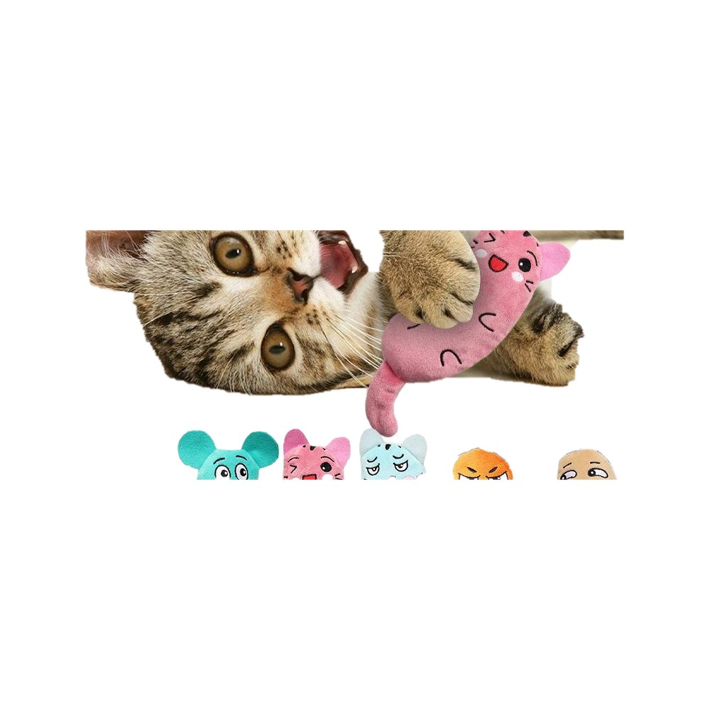 Cat Toy Pet Plush Embroidery Catnip Toy Animal Expression Ear Tail Bite-Resistant Molar Funny Cat Toy - Image 8