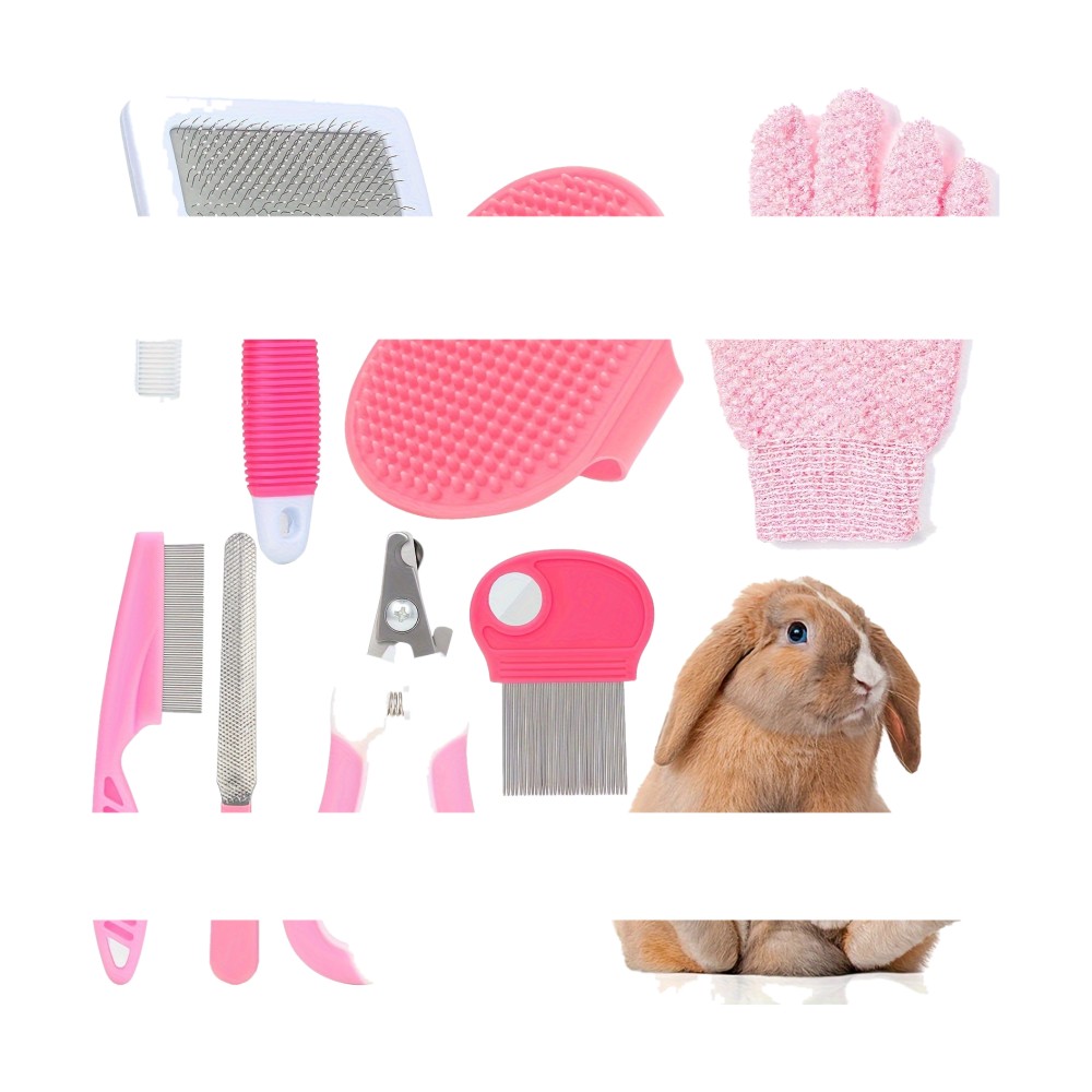 8-Piece Rabbit Beauty Set Care Set Nail Clippers Jumping Comb Bath Brush Gloves Cleaning Comb Labeling