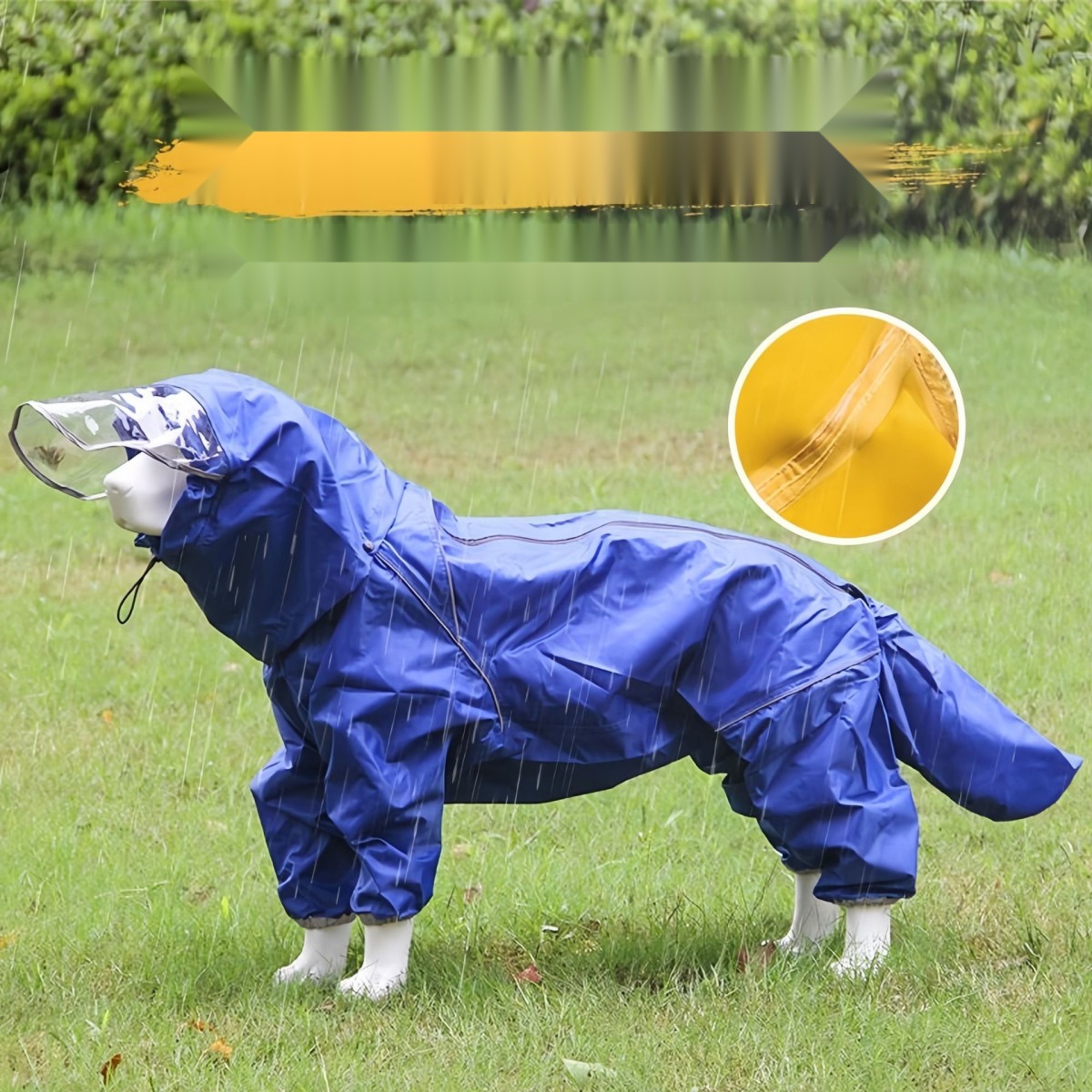 Pet Dog Big Dog Medium and Large Dog Golden Retriever Samoye Alaska All-Inclusive Raincoat Hooded Bag Tail Rain Gear - Image 5