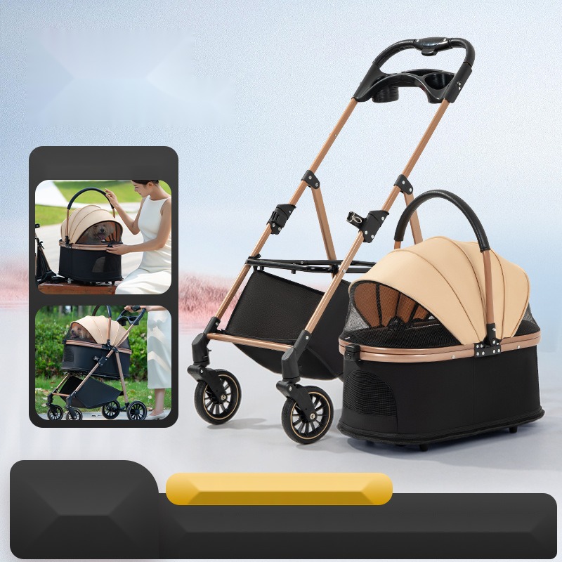 Detachable High-End Pet Stroller Dog Cat Teddy Multi-Function Stroller Bag Separation Ultra-Light Portable One-Click Fol - Image 3