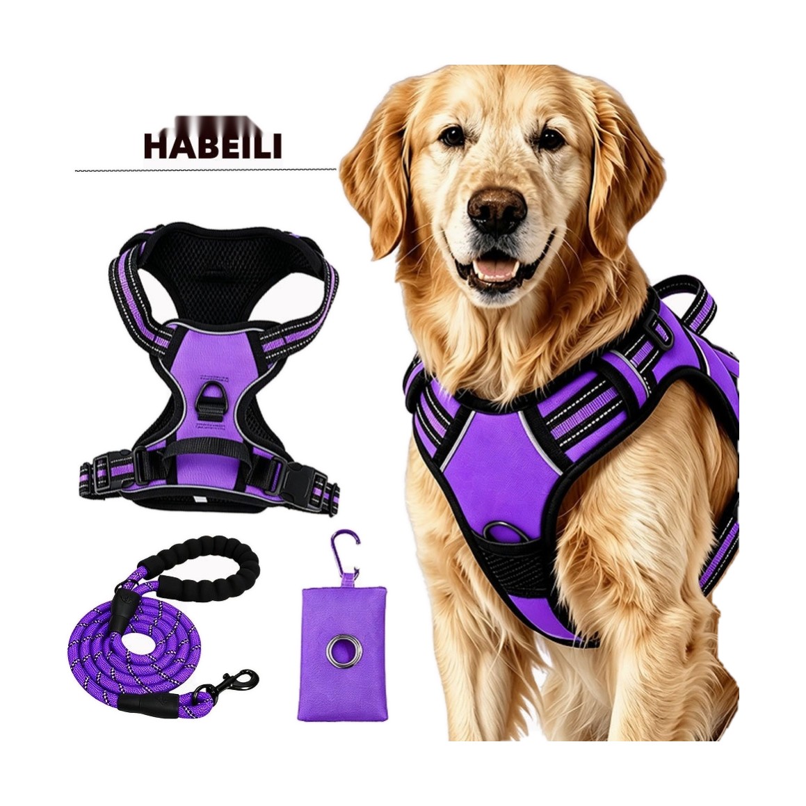 Pet Chest and Back Three-Piece Set Explosion-Proof Dog Walking Rope Large, Medium and Small Dog Chest Strap Traction Thr
