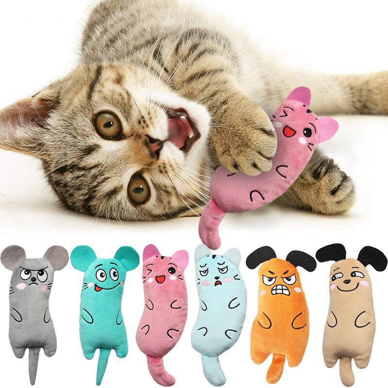 Cat Toy Pet Plush Embroidery Catnip Toy Animal Expression Ear Tail Bite-Resistant Molar Funny Cat Toy - Image 2