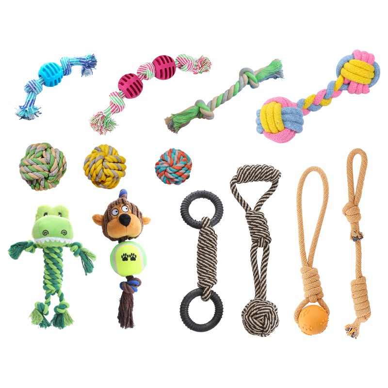 Cotton Knot Dog Toys Large Collection Molar Bite-Resistant Sound Relieving Stuffy Knot Dog Toys - Image 6