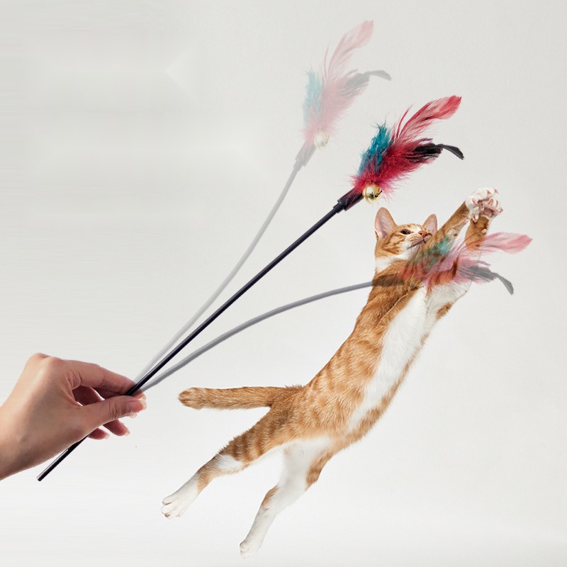 Pet Toys Interactive Cat Wand Feather Fairy Stick Super Long Soft Rod Funny Cat Set Bell Sound Cat - Image 3