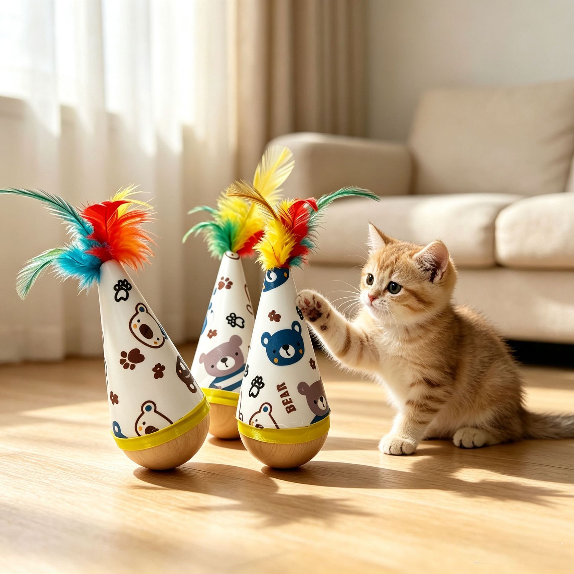 Cat Interactive Cat Wand Colorful Feather Bell Black Rod Interactive Cat Wand Cat Interactive Relieving Stuffy Funny Cat - Image 8