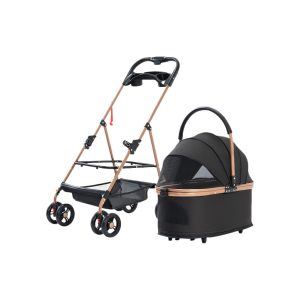 Lightweight Folding Pet Stroller One-Click Car Collection Detachable Dog Walking Car Cat out Small Dog Portable Trolley