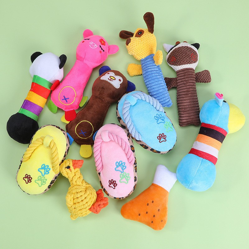 Dog Plush Sound Toy Bite-Resistant Molar Self-Hi Relieving Stuffy Cat Ball Rope Toy - Image 4