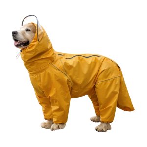 Pet Dog Big Dog Medium and Large Dog Golden Retriever Samoye Alaska All-Inclusive Raincoat Hooded Bag Tail Rain Gear