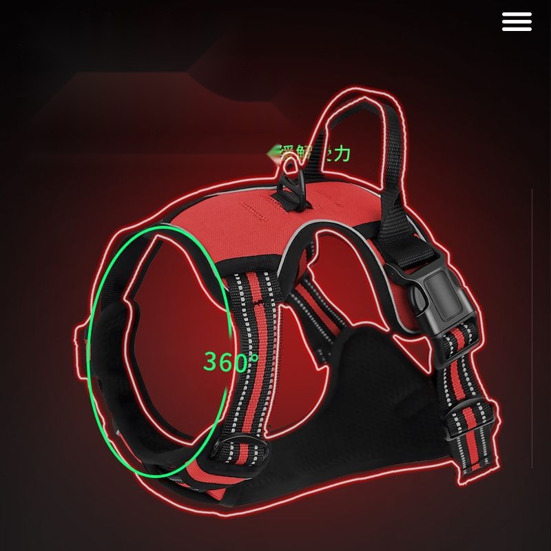Pet Chest Back Explosion-Proof Punching Vest Reflective Dog Chest Back Large Dog Pet Chest Back Traction Rope Set - Image 3