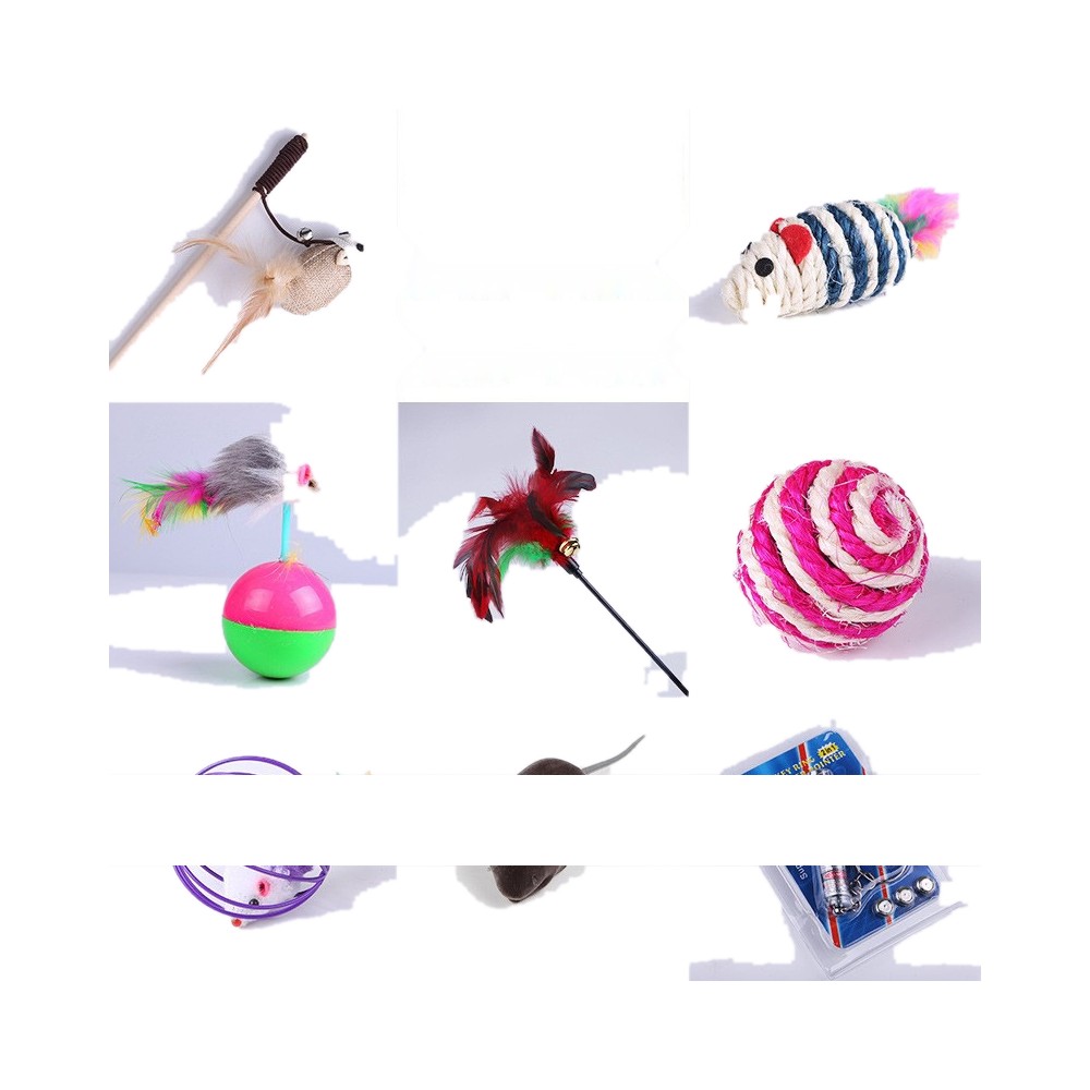 Cat Toy Interactive Cat Wand Feather Cat Ringing Paper Bell Bucket Cat Interactive Set Kitten Cat Supplies Pet Cat