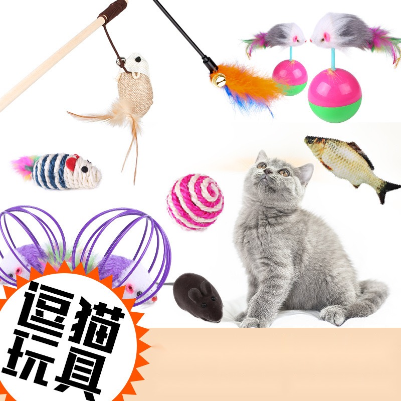 Cat Toy Interactive Cat Wand Feather Cat Ringing Paper Bell Bucket Cat Interactive Set Kitten Cat Supplies Pet Cat - Image 3