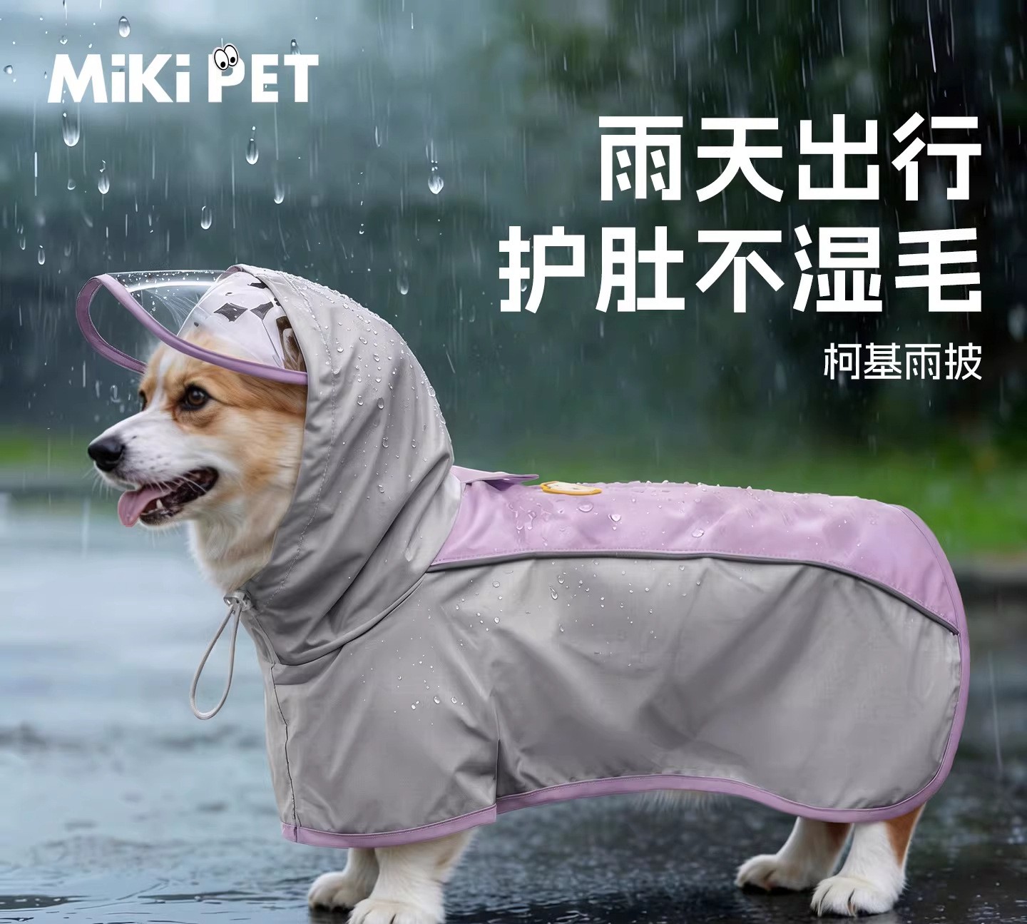 Corgi Dog Special Raincoat Waterproof Anti-Dirty Rainy Day Outdoor Dog Walking Medium Dog Pet Belly Protection Clothes D
