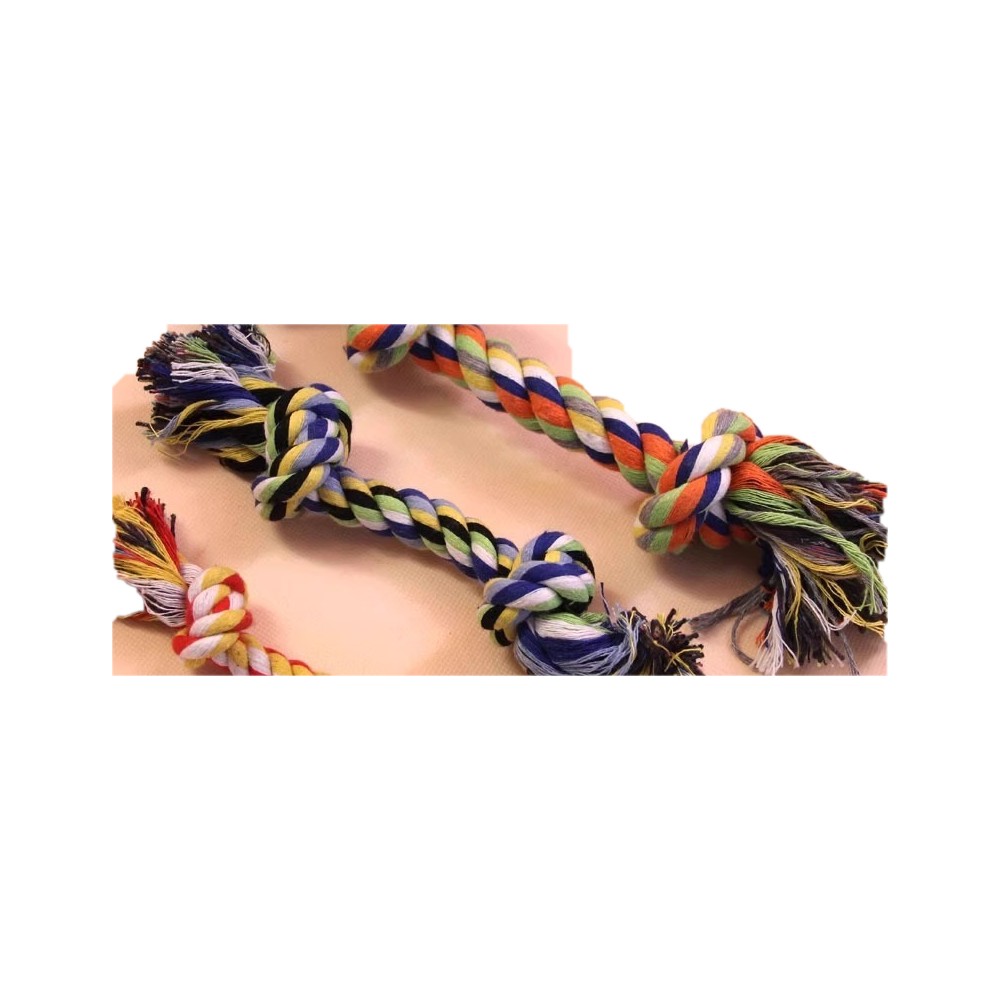 Pet Cotton Rope Toy Molar Bite-Resistant Double-Headed Rope Knot Ball Cat Double Knot Bite Rope Dog Teddy Training - Image 2