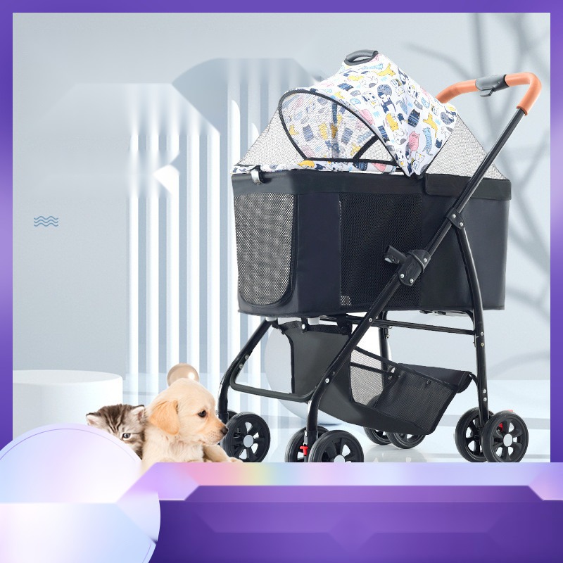 Lightweight Folding Pet Trolley Cat Dog Bag Detachable Cage out Small Pet Car Portable Pet Sleeping Basket - Image 7