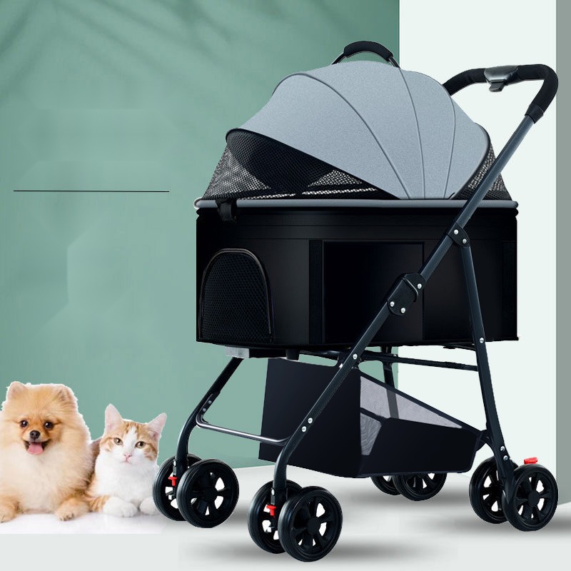 Pet Stroller Ultra-Light Portable Car Basket Separation One-Click Car Taking out Car Walking Dog Cat Dog Old Disabled Do - Image 2