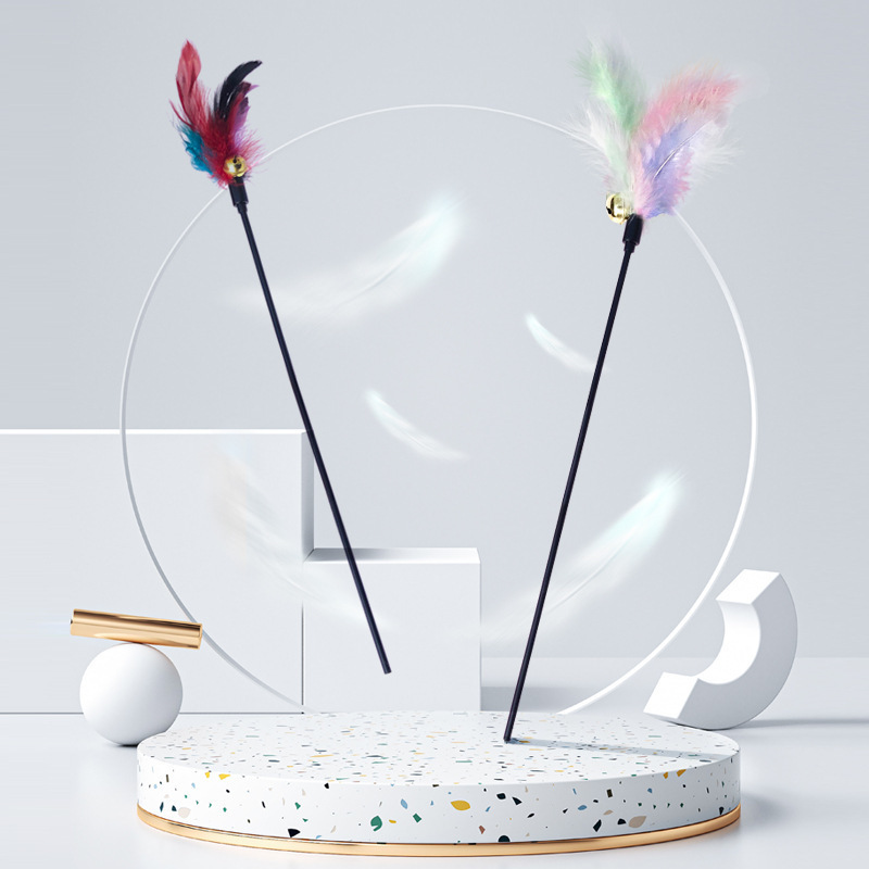 Pet Toys Interactive Cat Wand Feather Fairy Stick Super Long Soft Rod Funny Cat Set Bell Sound Cat - Image 2