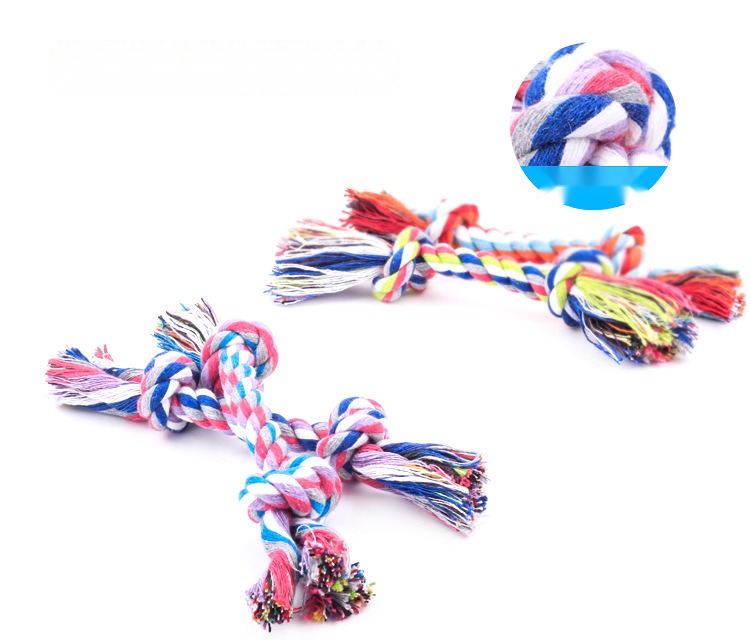 Dog Toy Double Knot Cotton Rope Small 17cm Teether Stick Large and Small Dog Bite-Resistant Rope Funny Cat Toy - Image 7