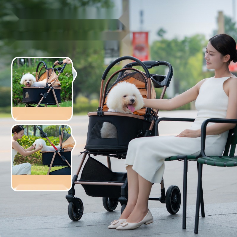 Detachable High-End Pet Stroller Dog Cat Teddy Multi-Function Stroller Bag Separation Ultra-Light Portable One-Click Fol - Image 4