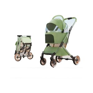 Detachable Pet Stroller One-Click Car Collection Ultra-Light Portable out Cat and Dog Stroller Aluminum Alloy Frame Four